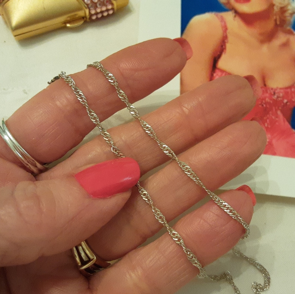 VINTAGE 925 STERLING MULTI-STONE SLIDE WITH 925 18" STERLING TWISTED ROPE CHAIN - Picture 11 of 16